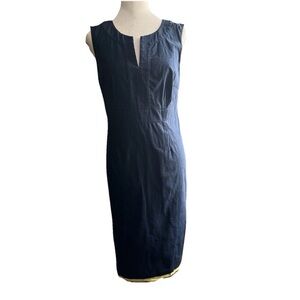 Boden Navy Blue Women's US 6R Sleeveless Sheath Dress 100% Cotton Career Classic